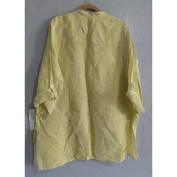 Tahari Essentials  100% Linen  Tops Tunic Womens 23.5 Inch Of Armp To Armp - Picture 6 of 10